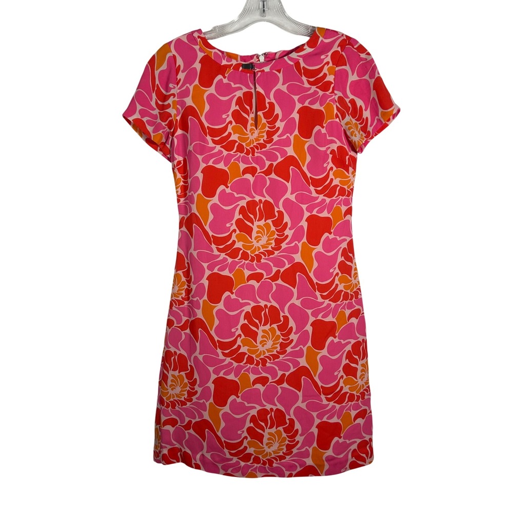 Banana Republic Womens 2P Pink Orange Floral Keyhole Shift Mini‎ Dress